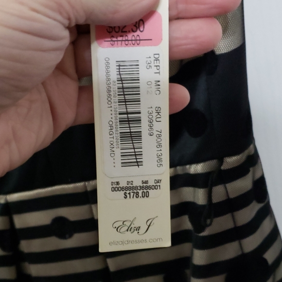 Eliza j dress lace belted gold and black size 6 - Picture 4 of 7